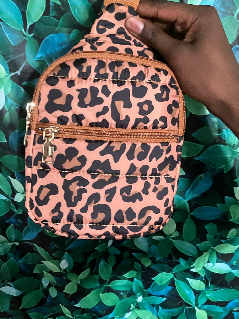 Leopard Print Pink Crossbody Sling Bag